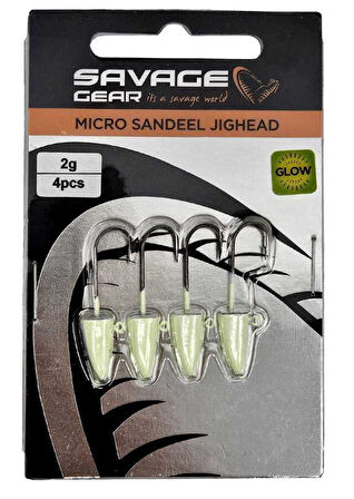 Savage Gear LRF Micro Sandeel Jighead Glow 4 Adet #8 3gr