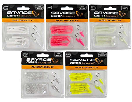 Savage gear Lrf Micro Sandeel Kit 12 Adet(1+1.5+5) Sahte Balık Silver