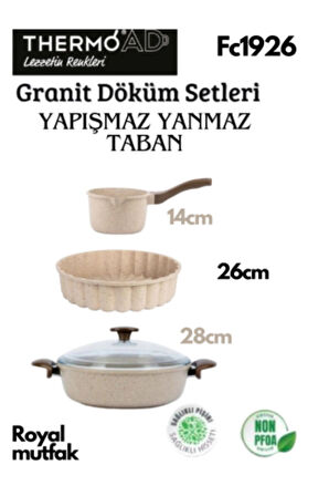 Thermoad 3'Lü Vizon Set (Sosluk&Sütlük-Tart Kalıbı-28 Cm Karnıyarık Tenceresi)