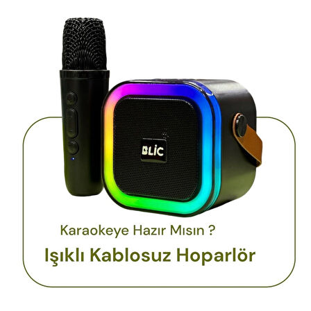 Mini Taşınabilir Işıklı Kablosuz Bluetoothlu Karaoke Hoparlör