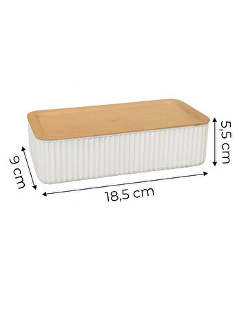 3lü bambu görünümlü dikdörtgen saklama kabı