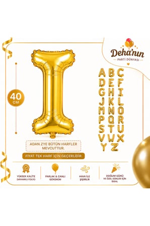 Dehaparty Gold Harf Folyo Balon 40cm - Parti Süsleme Malzemeleri