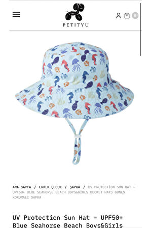 Upf50+ Güneş Korumalı Camgöbeği Denizatı Şapka 0-6 Ay