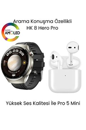 Watch HK 8 Hero Pro Akıllı Saat ve Pro 5 Mini Bluetooth Kulaklık