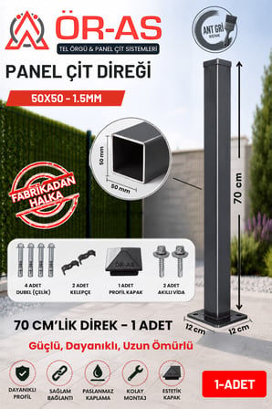 Panel Çit Direği Aksesuarlı-(-70cm-)Renk Antrasit Gri