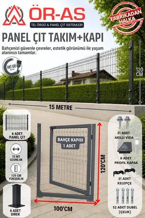 Panel Çit Takım ( 120 Cm Yükseklik  15 mt Uzunluk  ) + ( 120 x 100 Kapı -)