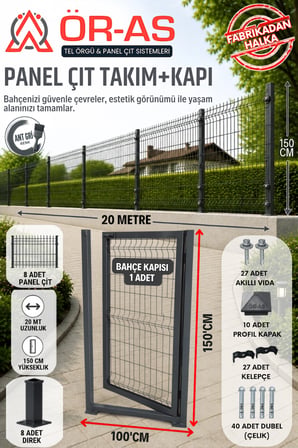 Panel Çit Takım ( 150 Cm Yükseklik  20 mt Uzunluk  ) + ( 150 x 100 Kapı -)