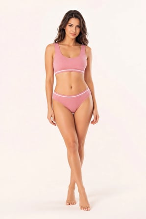 Loule Kadın %95 Pamuk Fitilli Pedli Bralet ve Külot İç Çamaşırı Takımı