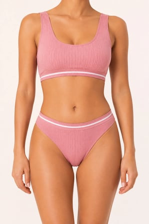 Loule Kadın %95 Pamuk Fitilli Pedli Bralet ve Külot İç Çamaşırı Takımı