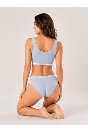 Loule Kadın %95 Pamuk Fitilli Pedli Bralet ve Külot İç Çamaşırı Takımı