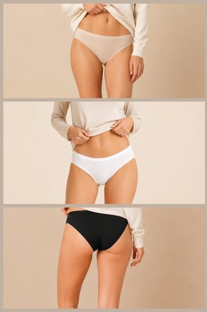 Loule Kadın Modal ve Pamuklu Esnek 3'lü Bikini Külot - Nefes Alan Yumuşak Doku