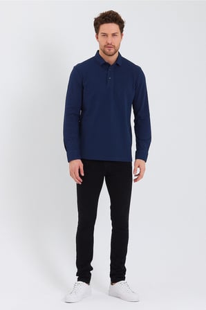 Erkek Polo Yaka Comfort Uzun Kollu Basic Tişört