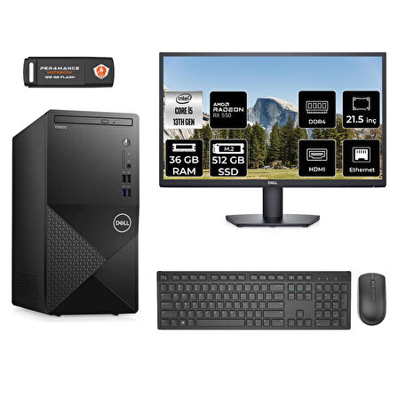 DELL VOSTRO 3020 MN5403020D182 i5 13400 36GB RAM 512GB SSD RX550 4GB 21.5" FDOS MASAÜSTÜ PC