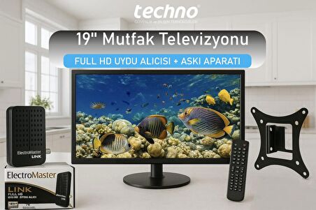 Techno TM-119 19" 49 Ekran 12V Full HD Karavan - Tekne - Yat Lcd Monitör TV