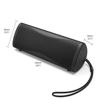 kef muo 90 db, bluetooth 5.4, aptx adaptive, 24 saat pil, 15 dakika hızlı şarj, ip67, usb-c, tws stereo, taşınabilir bluetooth hoparlör