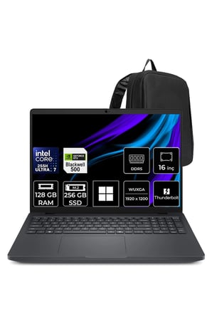 Pro Max 16 Core Ultra 7 255H RTX Pro 500 Blackwell 6GB 128GB RAM 256GB SSD 16" FHD+ Win11 Home MC16250P415 İş İstasyonu + PER4 Çanta