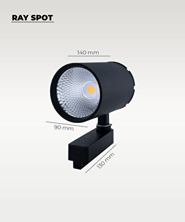 40W Döküm Kasa Siyah Ray Spot 4000K (Gün Işığı) - Titreşim Yapmaz