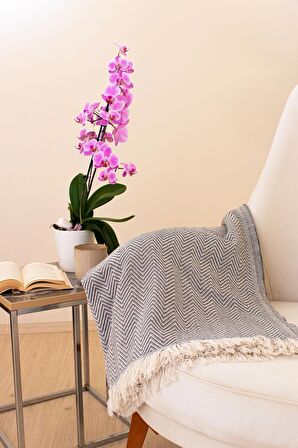 Tabu Home Dokuma Cozy Comfort Koyu Gri Tv Battaniyesi