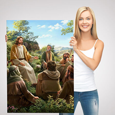 İsa Mesih Havarilerine Ders Veriyor, Hristiyan Hediye Tablosu Jesus Christ -6382