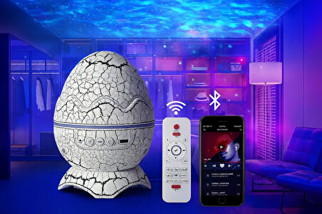 QASUL Kumandalı Gece Lambası Projektör Işık Çocuklar İçin Eğitici Bluetooth Hoparlör Dinazor Yumurtası