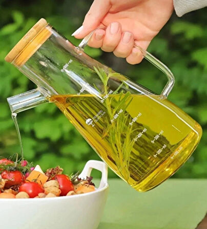 Profesyonel Şef Tipi - 900 ml - Cam Yağlık – Ölçekli, Kulplu ve Sızdırmaz Tasarım
