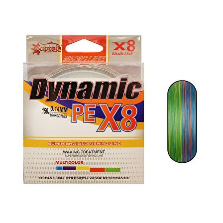 Captain Dynamic PE 8 Örgü İpi Misina 150mt Multi Color 0,18mm