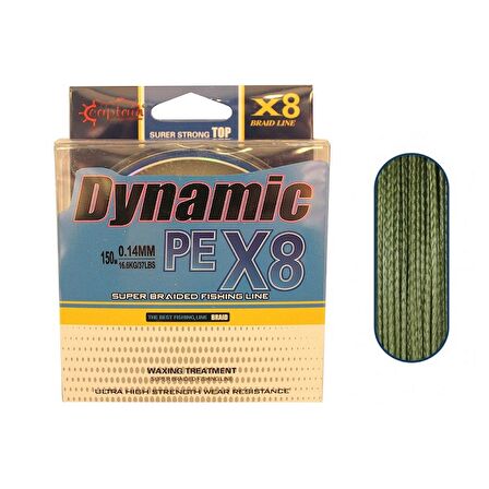 Captain Dynamic Soft PE 8 Örgü Spin İp Misina 150mt Yeşil 0,10mm