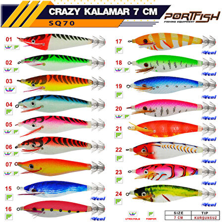 Portfish Crazy SQ70 7CM KALAMAR ZOKASI RENK:15