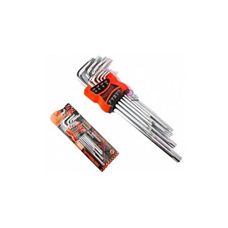 Q Tools 9 Parça Yıldız Torx Uçlu Büyük Boy Alyan Anahtarı Takımı Seti