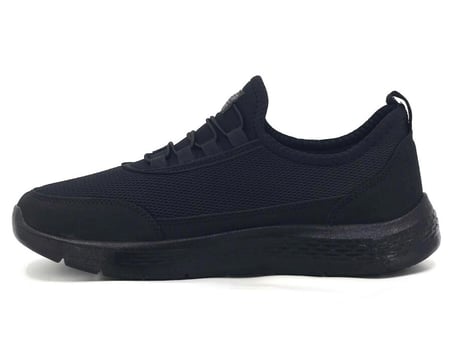 Erkek Siyah Spor Ayakkabı Lastik Bağcıklı Hafif Esnek Taban Rahat Günlük Sneaker Yürüyüş Ayakkabısı tarz1434
