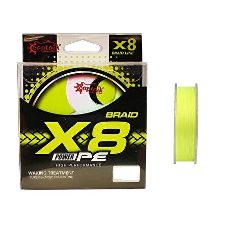 Captain X8 Power PE İp Misina 0,06mm 150mt Lemon Yellow