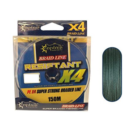 Captain Resistant PE 4 Kat İp Misina 150mt 0,10mm Yeşil