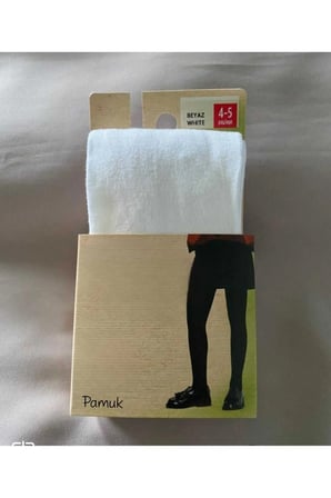 Kız Çocuk Beyaz Pamuk Cotton Kalın Külotlu Çorap