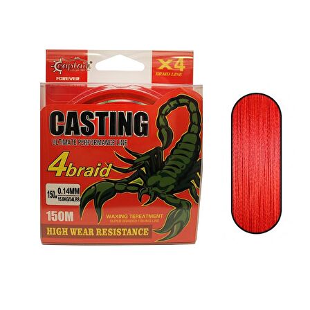 Captain Casting PE 4 Kat Spin İp Misina 0.12mm 150mt Sarı