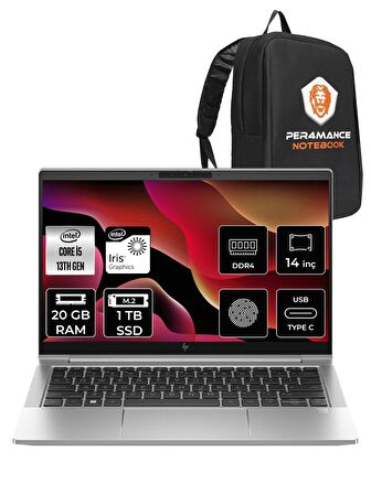 HP EliteBook 640 G10 i5-1335U 20GB RAM 1TB SSD 14'' FHD FDOS 8A570EA & PER4 ÇANTA