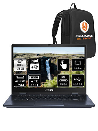 ASUS Expertbook B3 Flip i5 1335U 40GB RAM 4TB SSD 14" FHD FDOS Dokunmatik Bilgisayar & PER4 ÇANTA