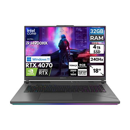 Asus ROG Strix G18 i9-14900HX 32 GB 4 TBSSD RTX4070 18" WQXGA Windows 11 Pro Taşınabilir Bilgisayar G814JIR-N6002 BT72