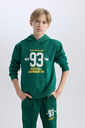 DeFacto Erkek Çocuk Kapüşonlu Baskılı Kalın Sweatshirt C9805A824WNGN215