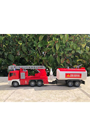 Sesli ve Işıklı Su Atan İtfaiye Tankerli İtfaiye Arabası Sirenli Oyuncak İtfaiye Arabası Vinçli 1:16