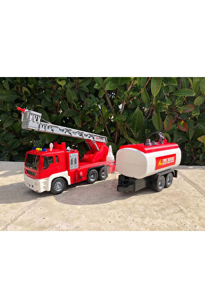Sesli ve Işıklı Su Atan İtfaiye Tankerli İtfaiye Arabası Sirenli Oyuncak İtfaiye Arabası Vinçli 1:16