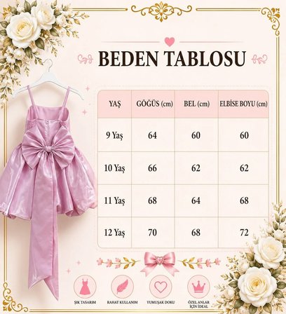 Kız Çocuk Abiye Siyah Monoray Parlak Kumaş Balon Etekli Askılı  Fiyonklu Abiye Elbise 9-12 Yaş Doğum Günü Düğün Davet Elbisesi