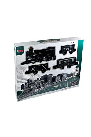 Oyuncak Sesli Işıklı Buharlı Tren 15 Parça Oyun Seti Buhar Atan Klasik Tren Classic Vagonlu Tren Set