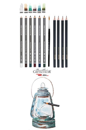 Suluboya Defteri 300 gr. A5 12 Yp Aquarell-Cepli Siyah Kalemlik 24 bölmeli + Kalem Kutusu Set