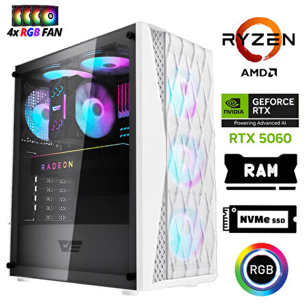 Xaser Xsr1206 Ryzen 7 5700x 32GB Ram 1TB M.2 NVMe SSD 8GB RTX5060 Masaüstü Oyuncu Bilgisayarı