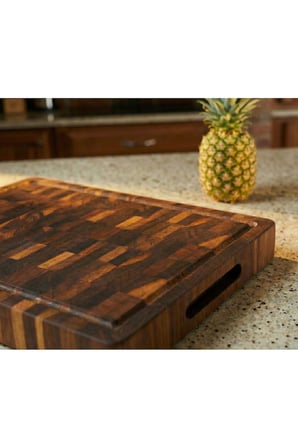 Tik Chef Kesme Tahtası Large Boy ENDGRAIN 35×25×4 cm Masif Ahşap Doğrama tahtası Sunum Tahtası