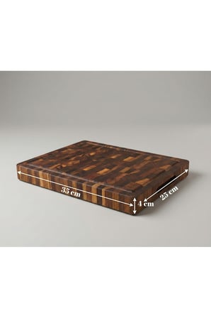 Tik Chef Kesme Tahtası Large Boy ENDGRAIN 35×25×4 cm Masif Ahşap Doğrama tahtası Sunum Tahtası