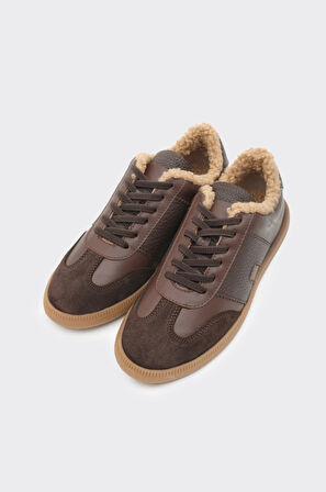 Hakiki Deri Comfort Taban Kürklü Kadın Sneaker
