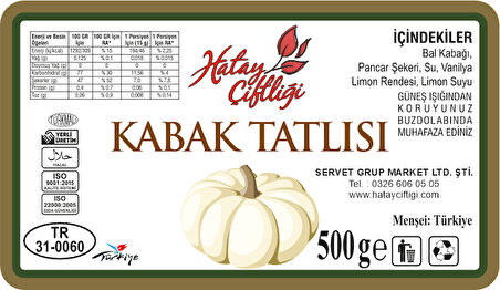 Kıtır Kabak Tatlısı Vakumlu 500Gr