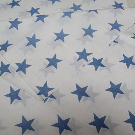 Nevresimlik Kumaş 100*240 cm Mavi Yıldız Desenli Metrelik Çarşaf Yastık Ev Tekstil Kumaşı