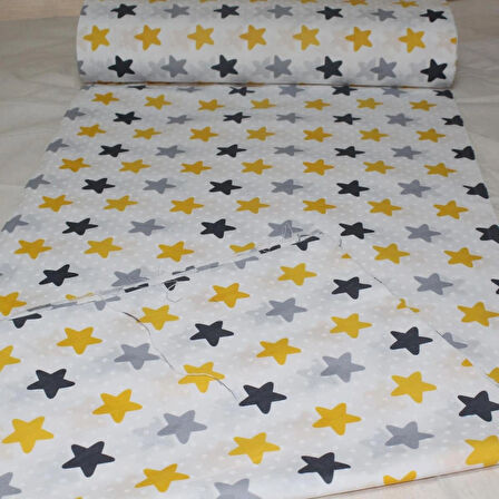 Nevresimlik Kumaş 100*240 cm Sarı Yıldız Desenli Metrelik Çarşaf Yastık Ev Tekstil Kumaşı